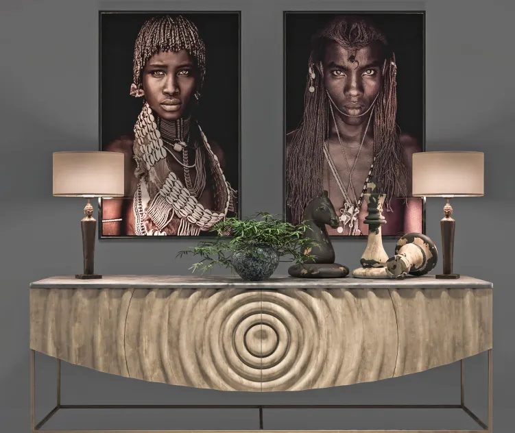 African decoration console
