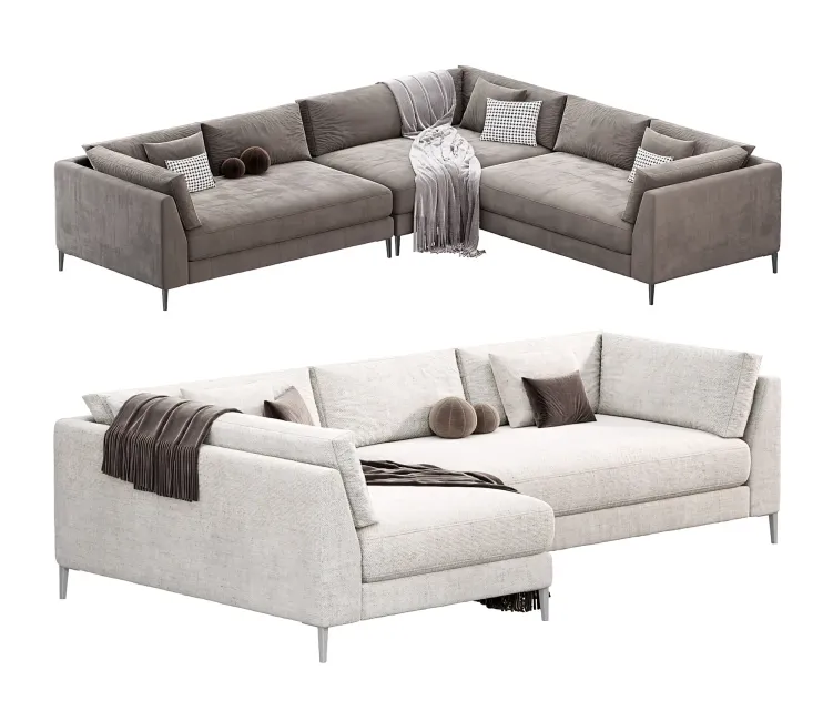 Decker piece shaped white performance sofa chaise by cb