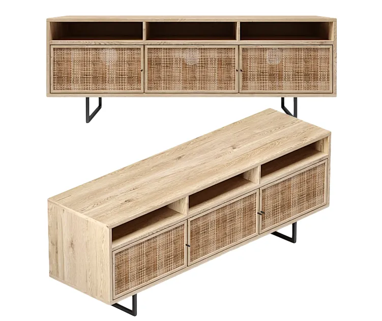 Natural cane media console 2