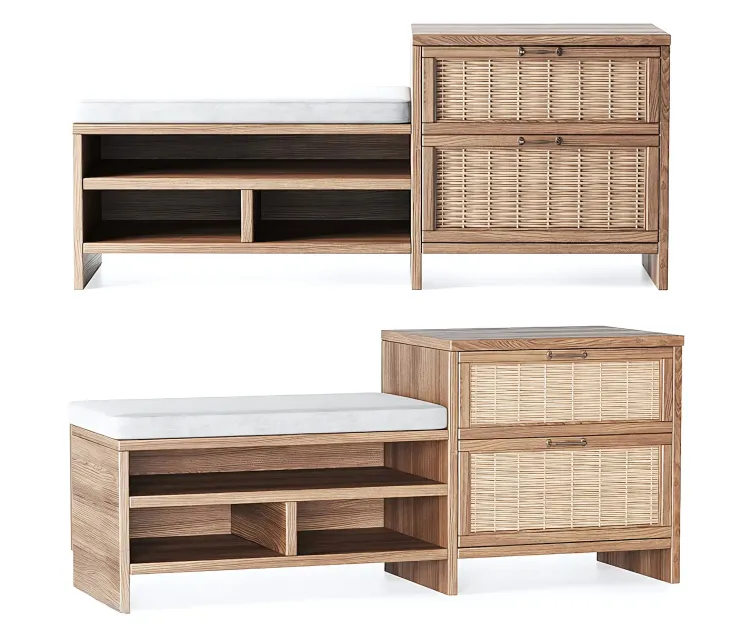 Wooden rattan couch