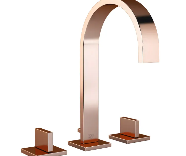 Three hole basin mixer with individual rotes