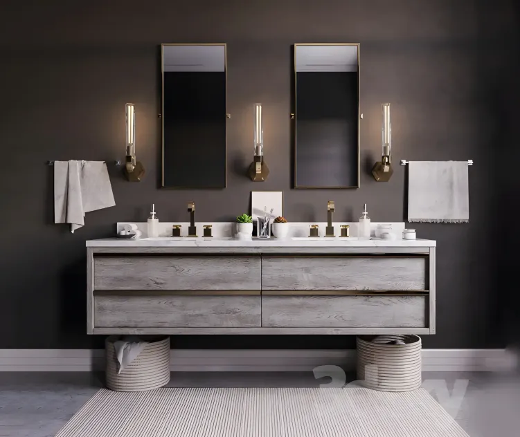 Bezier double floating vanity rh