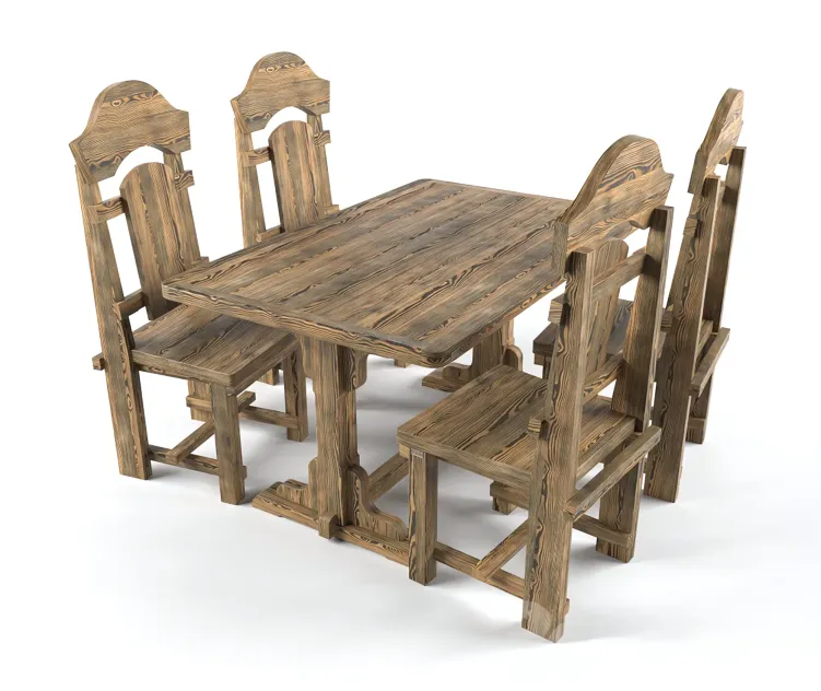 Aged table chairs from