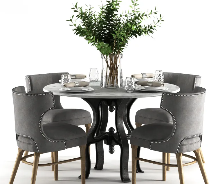 Ashford task chair with hobbs round dining table marble top