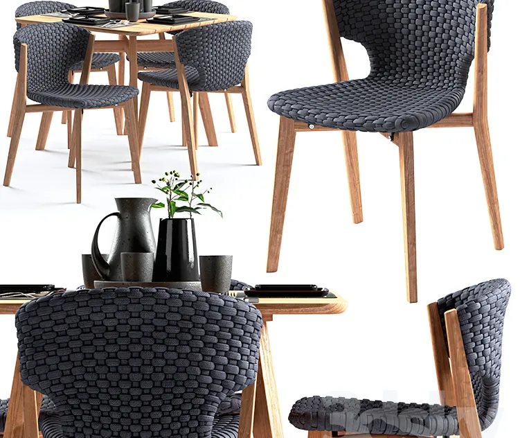 Ethimo knit dining chair square table