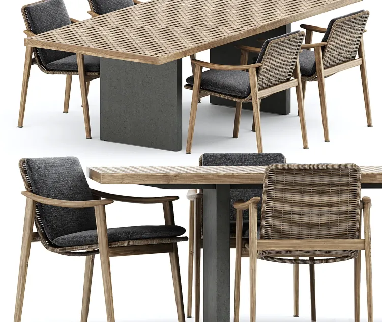 Fynn outdoor chair quadrado table by minotti