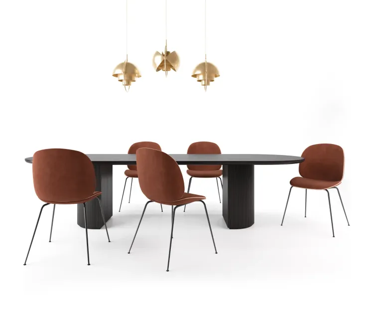 Gubi beetle chair moon table