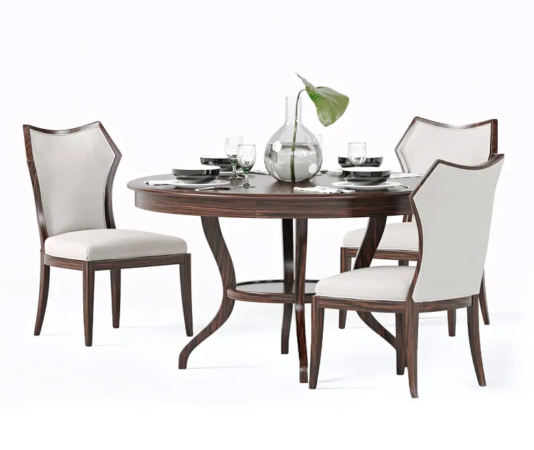 Hickory white halsey side chair round dining table