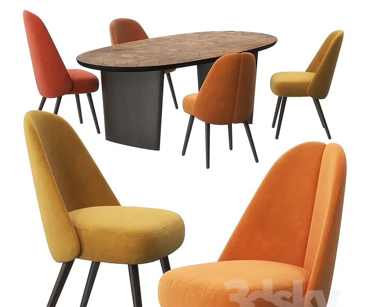 Identities chairs patchwork table by roche bobois