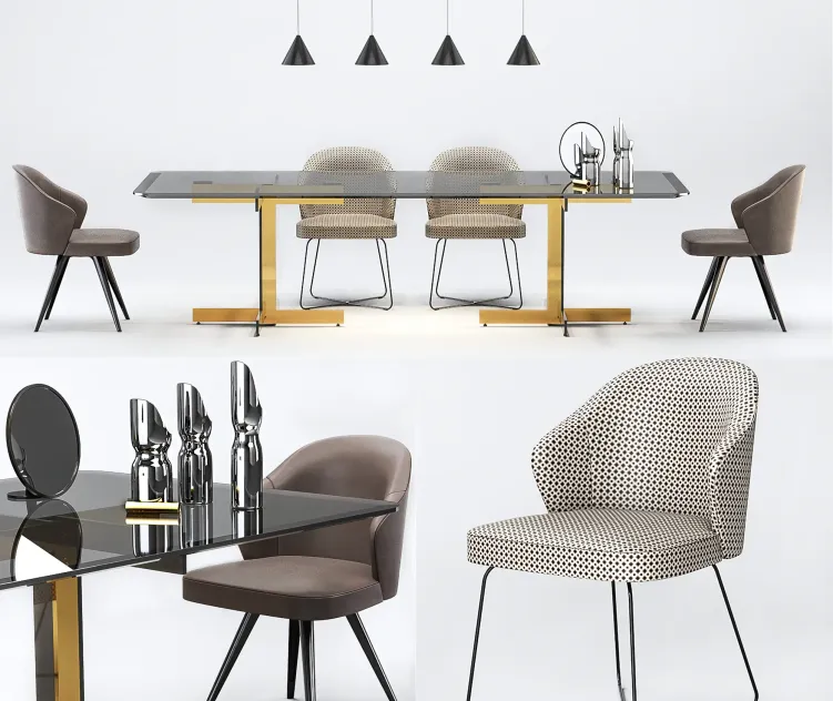 Minotti catlin dining table leslie dining chairs