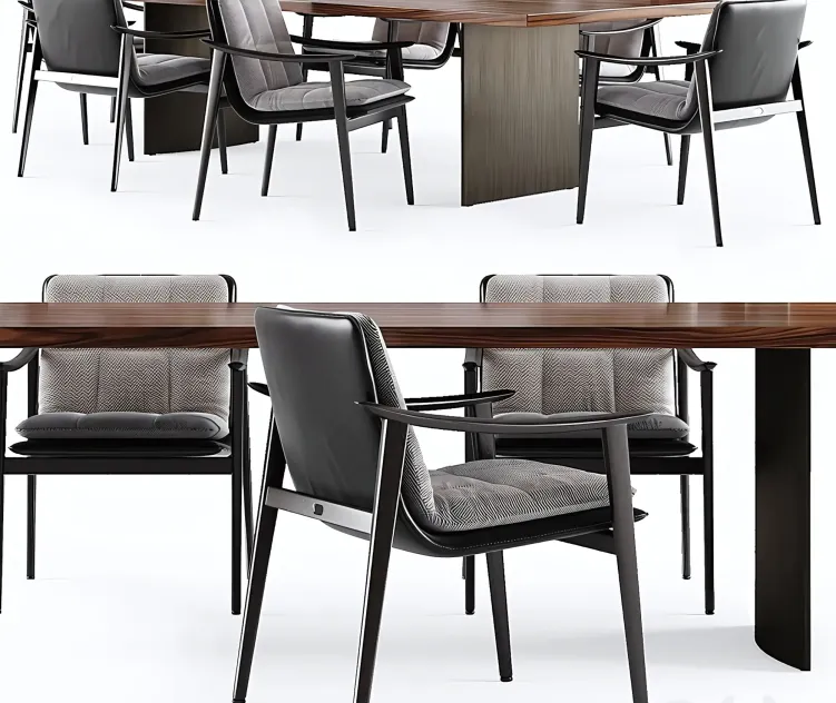 Minotti linha table fynn saddle hide chair