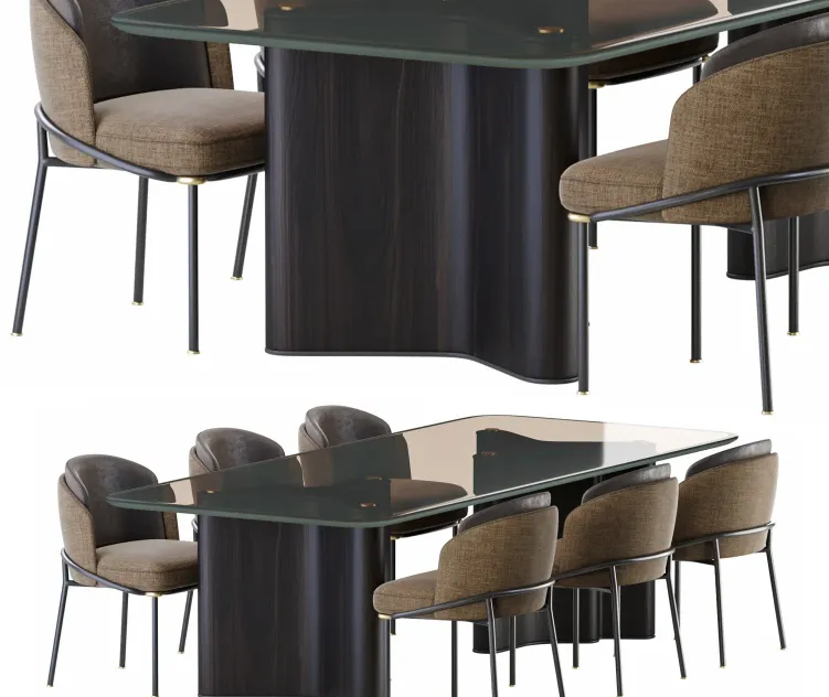 Minotti lou dining table chair fil noir