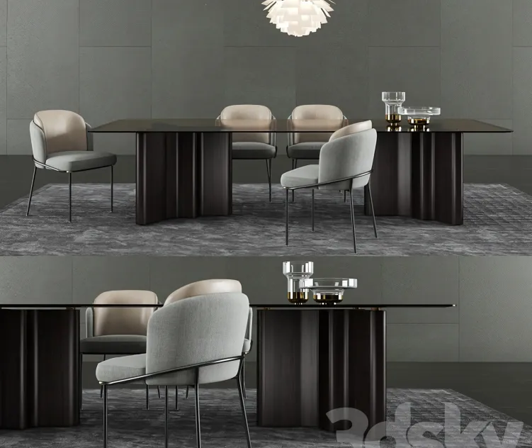 Minotti lou dining table fil noir dining chair 2
