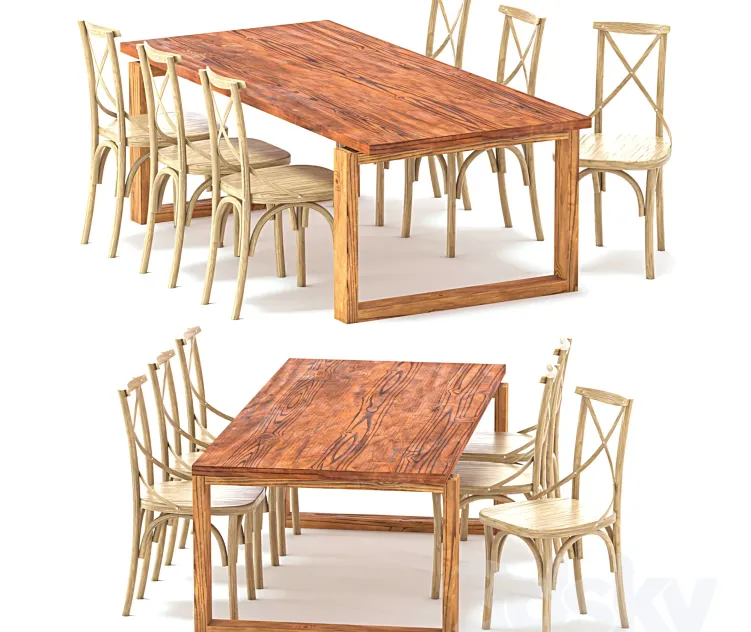 Odger table teak cross back dining chair