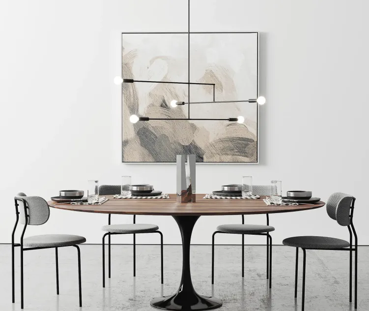 Oval tulip dining table walnut 2