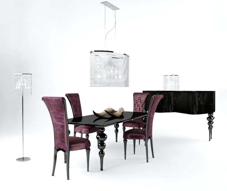 Purple dinner chair table