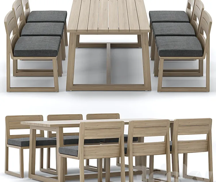 Rh outdoor sebastian rectangular table chair
