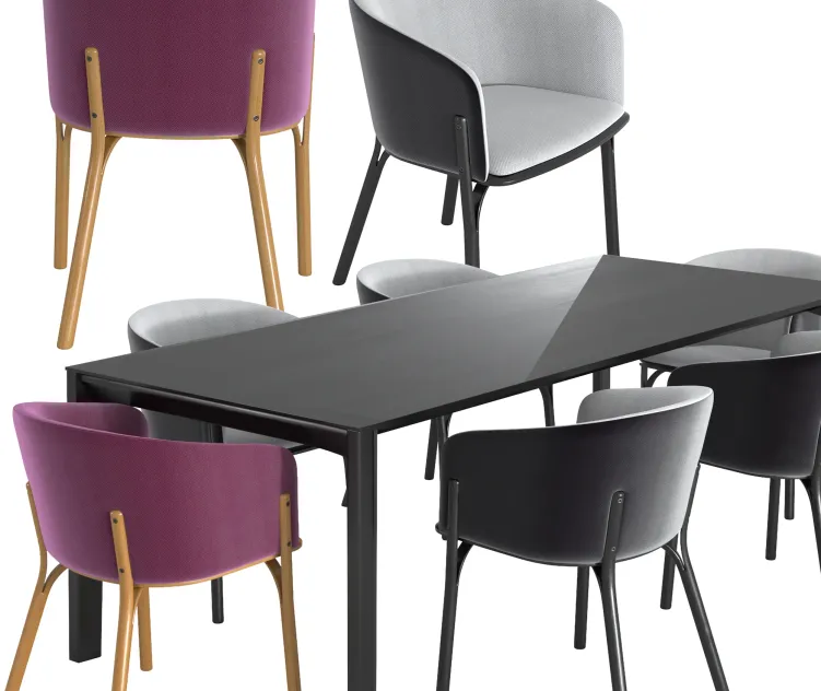 Ton armchair split table trapez