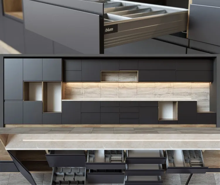 Kitchen units with accessories blum