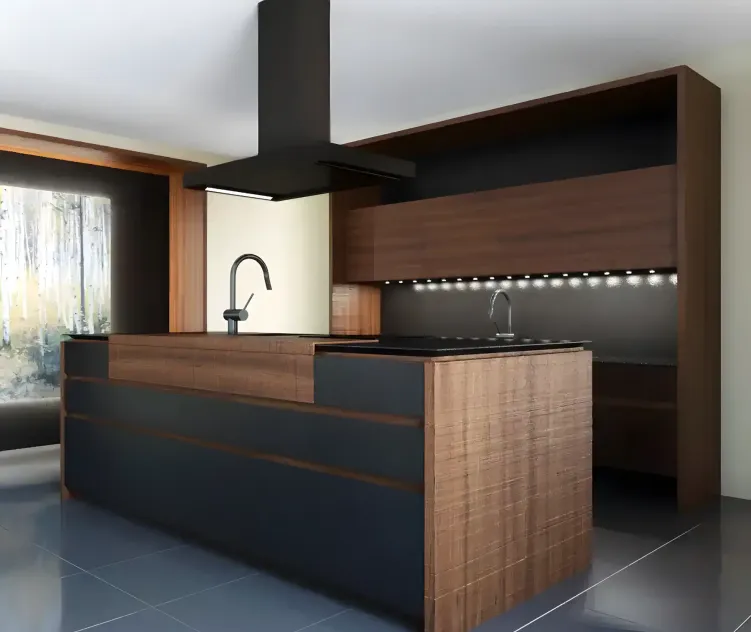 Kitchen wind cemento eta noir