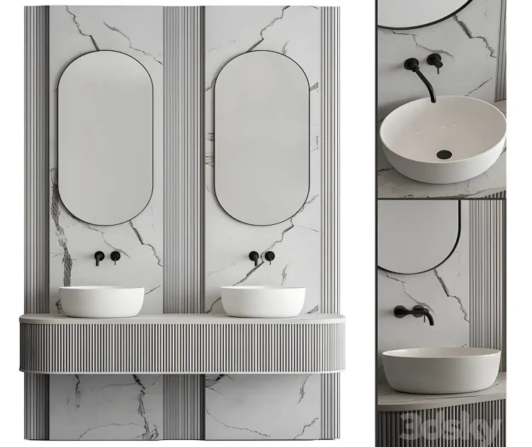Bathroom set stone wall set 47