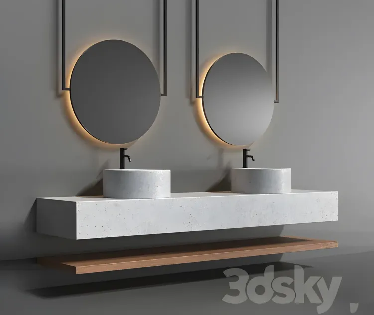 Bathroom set with surface mounted