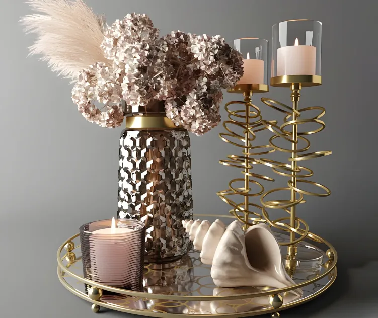 Bouquet of dry hydrangea pampas grass with a sink