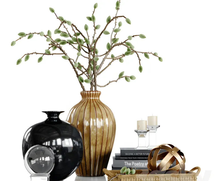 Decor with green almonds