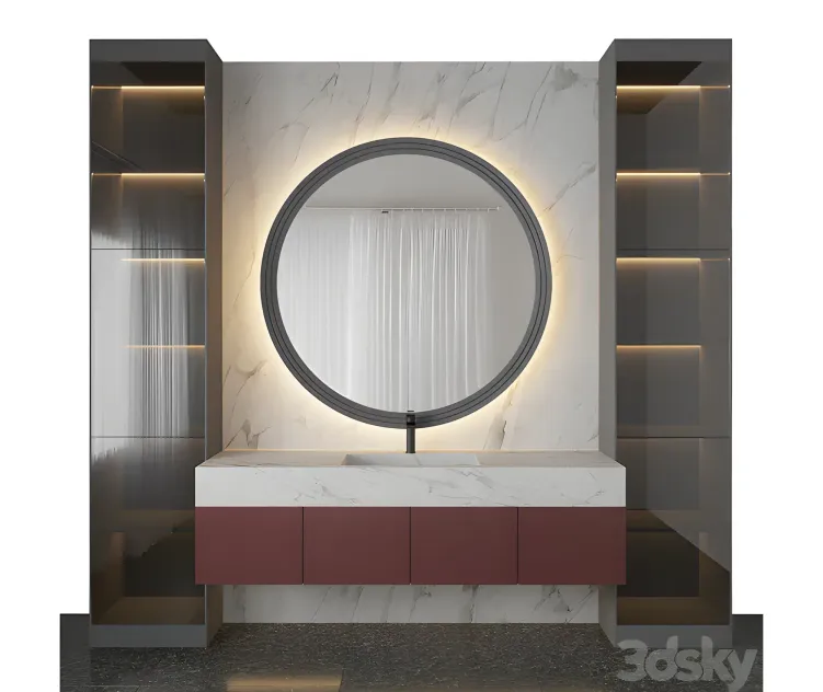 Marble red bathroom