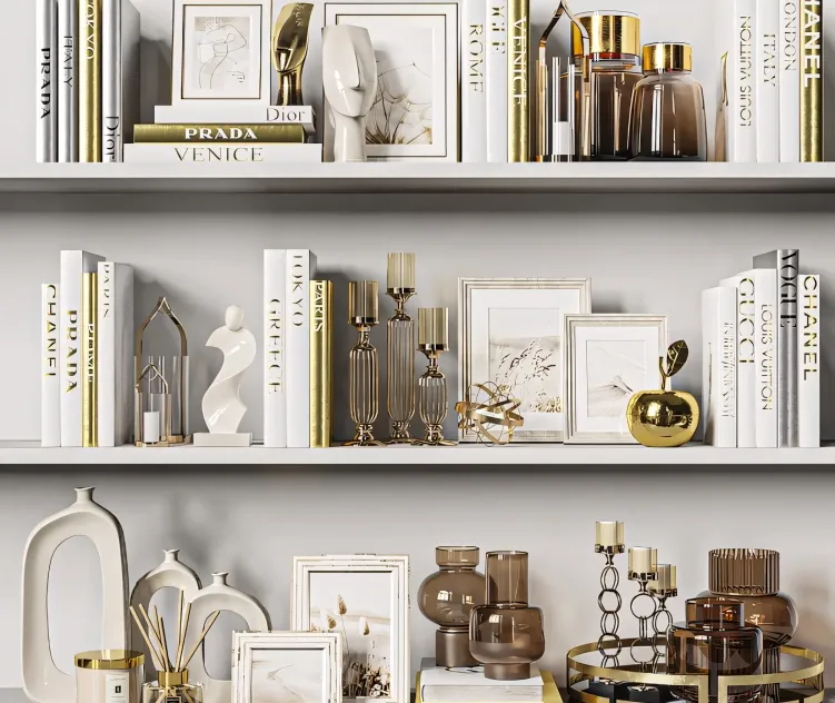 Decorative white gold books