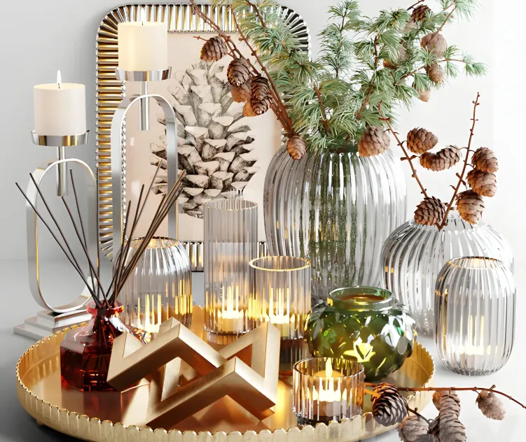 Decorative with larch branch candles