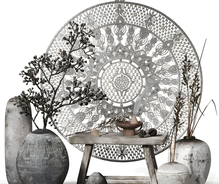 Decorative with macrame panno