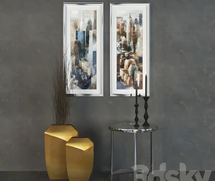 Dome deco decor a table with vases paintings