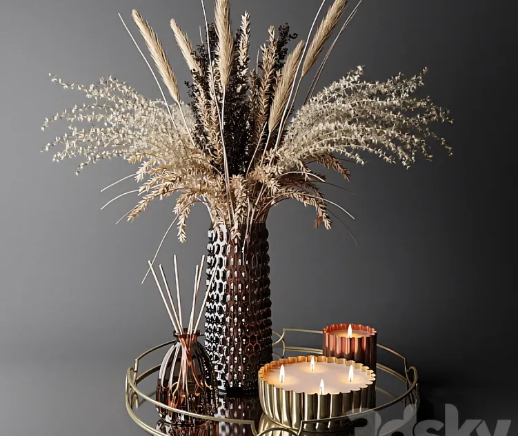 Dry bouquet in the decorative vase