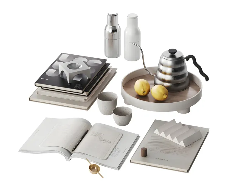 Minimalistic decorative set with lemons