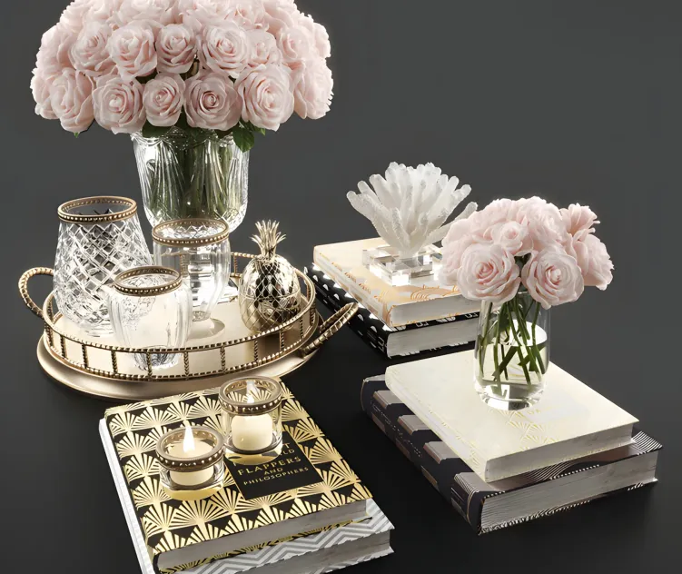Rose crystal vase decoration set 11