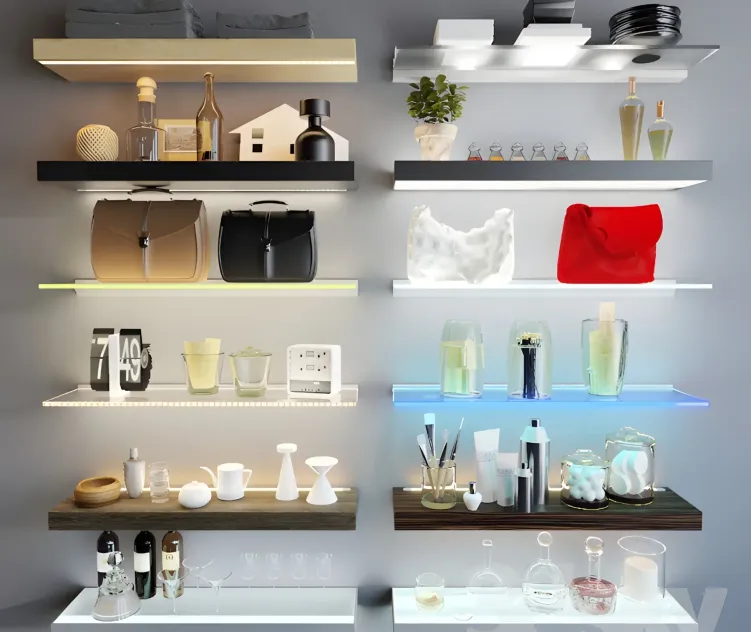 Shelves with illumination