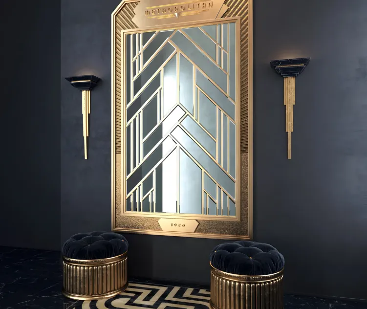 Art deco composition with a mirror