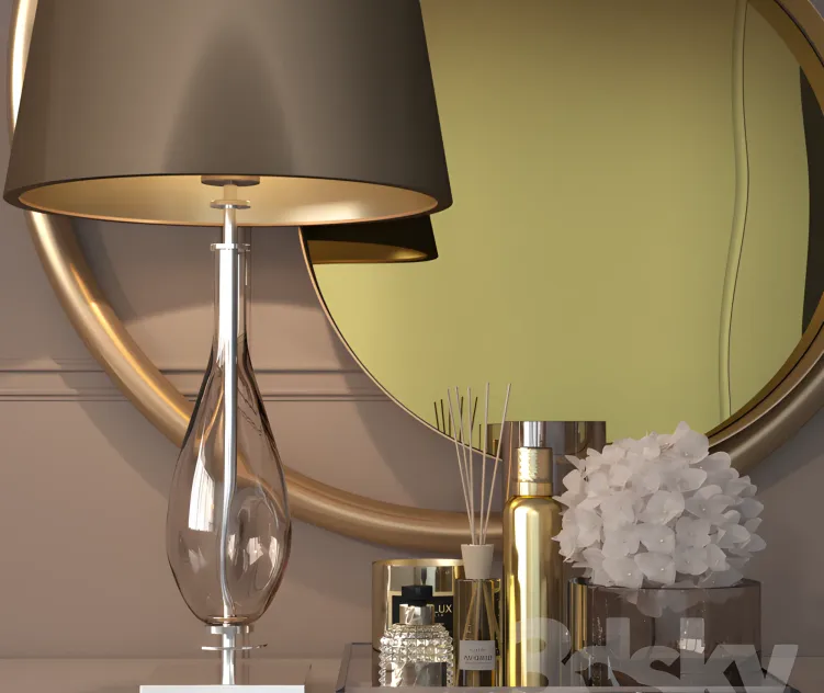 Decorative set in gold for the dressing table
