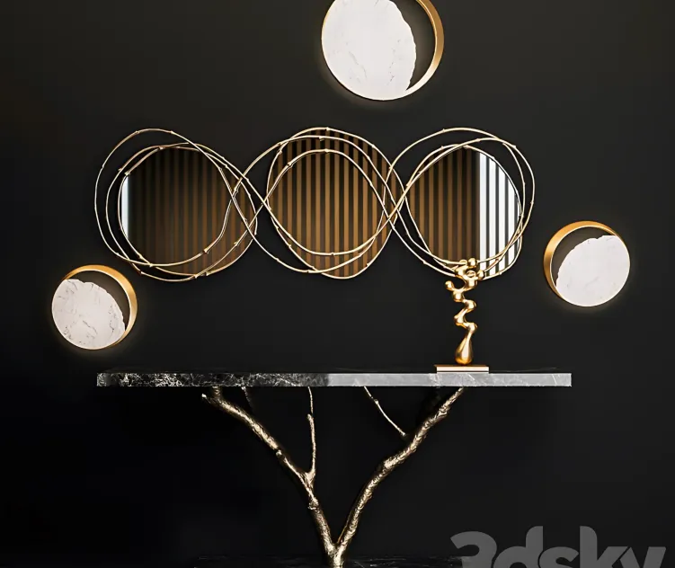 Ginger jagger primitive console vine triptych mirror eclipse wall lamp