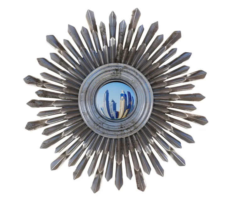 Mirror in metal frame