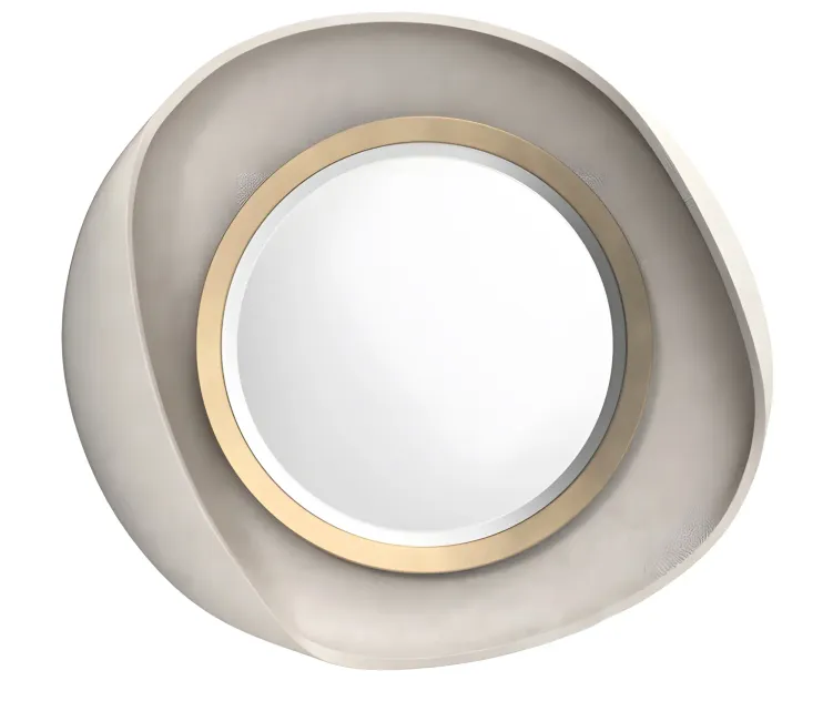 Petal mirror in cream shagreen