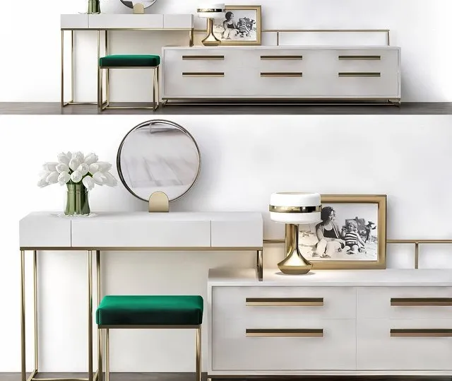 Toilet table by turri with mirror ottoman decor