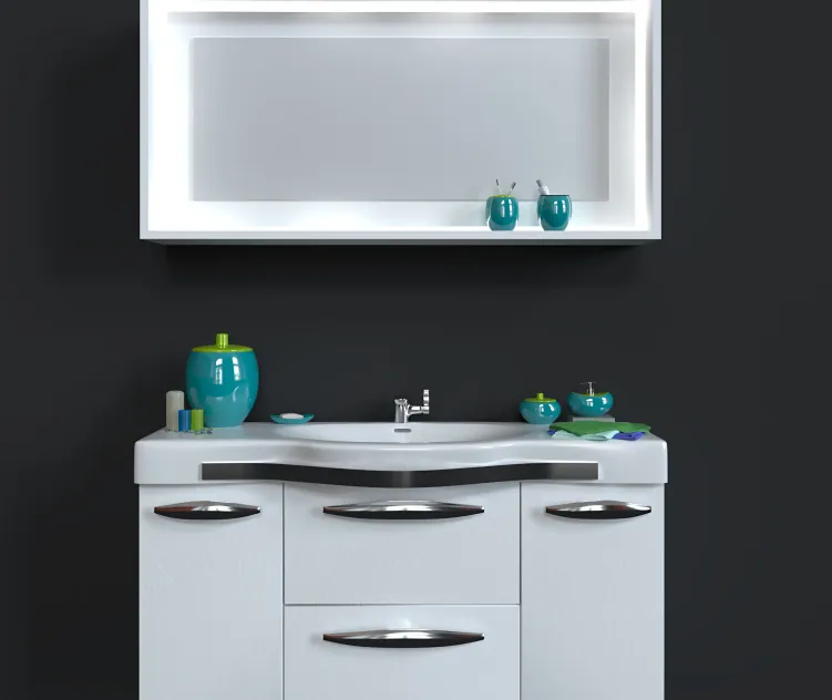 Washbasin with mirror decorative set