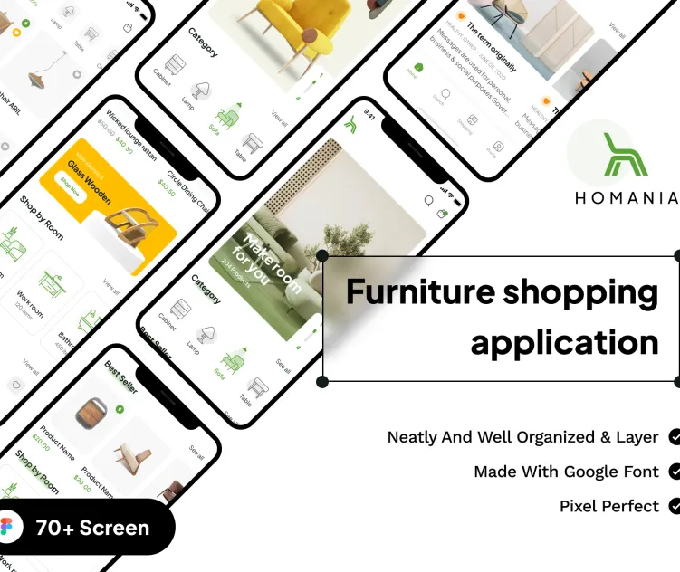 Homania funiture shopping APP UI kit