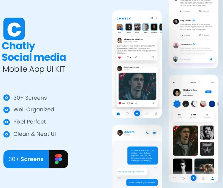Chatly social media app ui kit