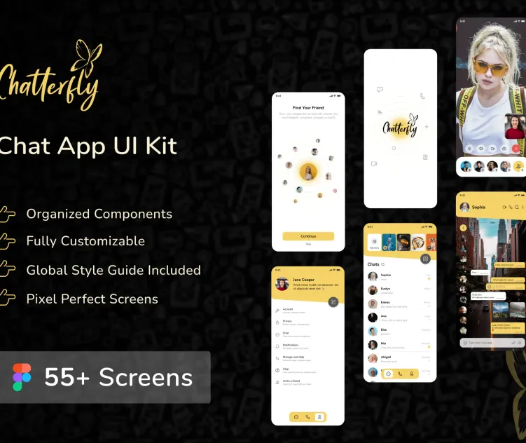 Chatterfly Chat App Ui Kit Template