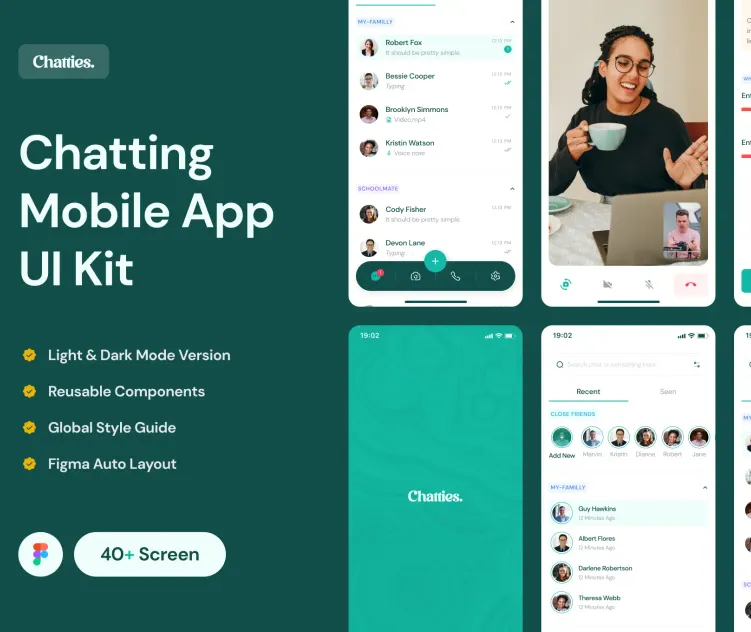 Chatties chatting mobile APP UI kit