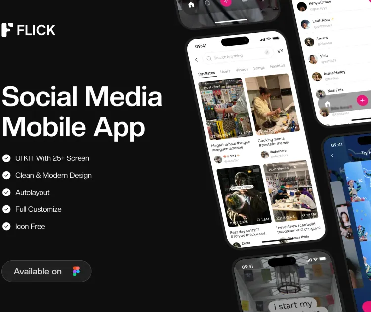 Flick Social Media Mobile App UI KIT