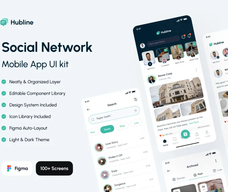 Hubline Social Network Mobile App Ui Kit